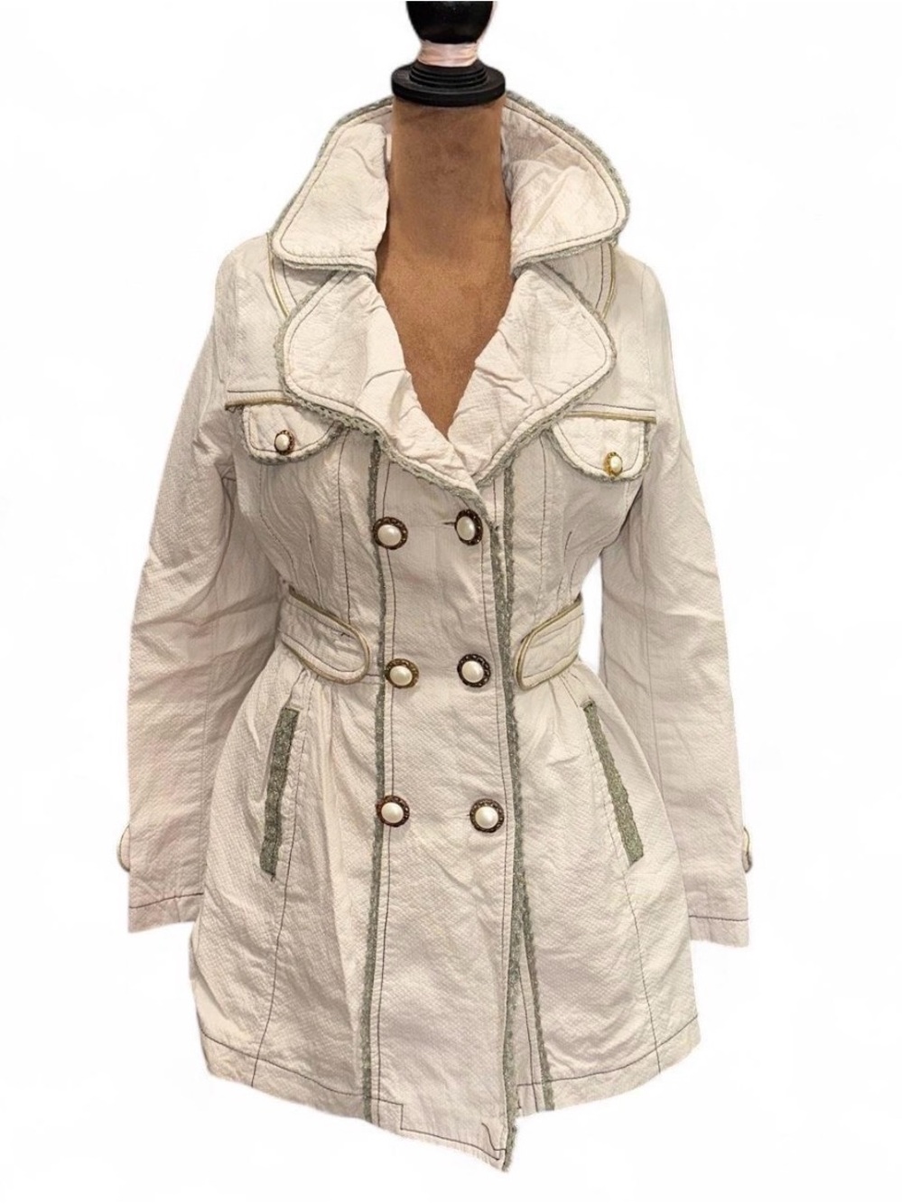 Womens Cream Double-Breasted Trench Coat Twee Tweemo Twilight Autumn